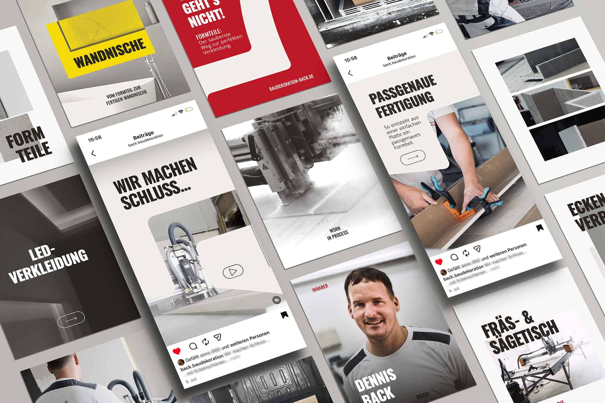 Social Media Auftritt für Baudekoration Back aus Wöllstein. Designed von Winkler Unternehmensberatung & Design